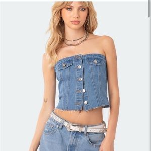 Denim corset top